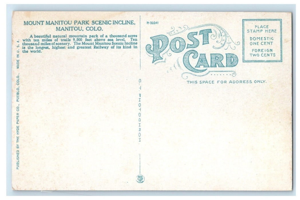 c1930's Mount Manitou Deer Scene From Mount Manitou Park Pike Peaks CO Postcard