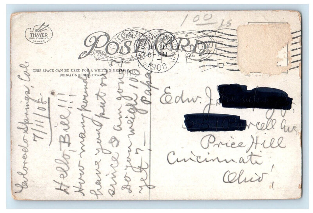 1908 Bridge In Mansion Park River Manitou Colorado CO Posted Antique Postcard