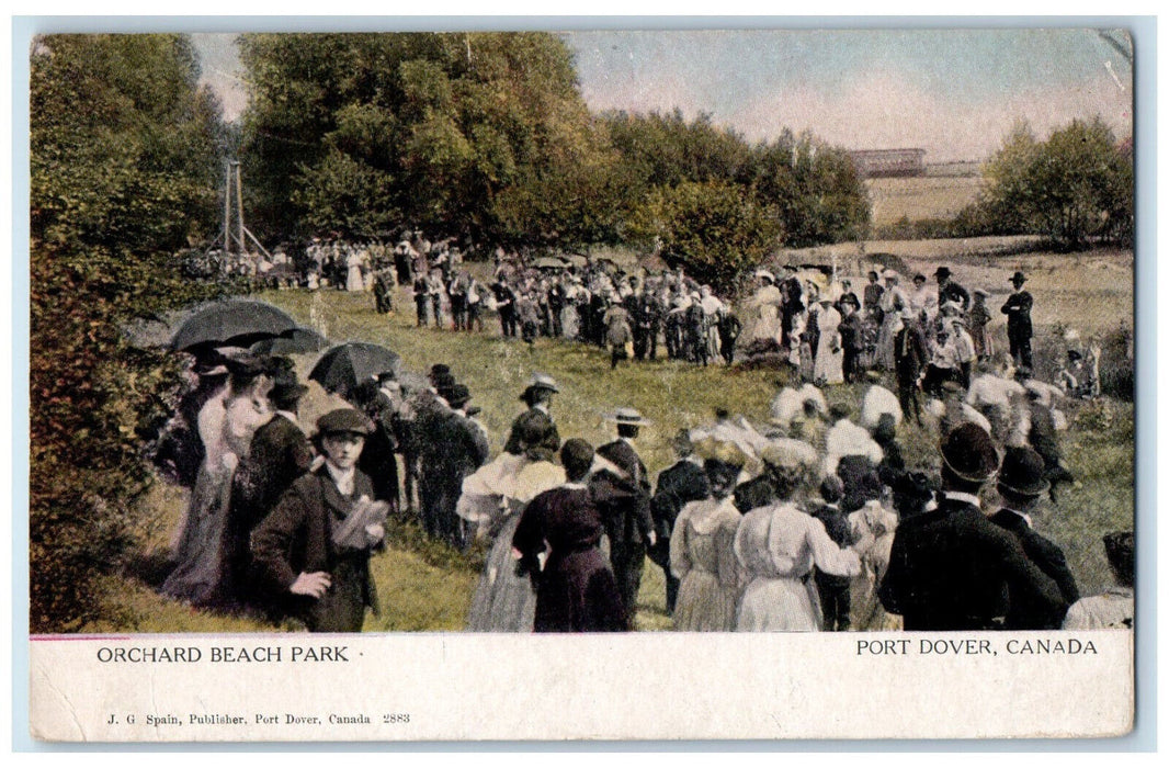 1906 Crowd Scene at Orchard Beach Park Port Dover Canada Posted Postcard