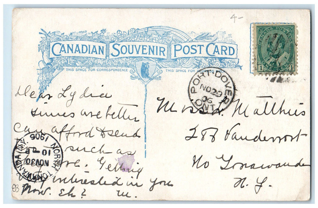 1906 Crowd Scene at Orchard Beach Park Port Dover Canada Posted Postcard