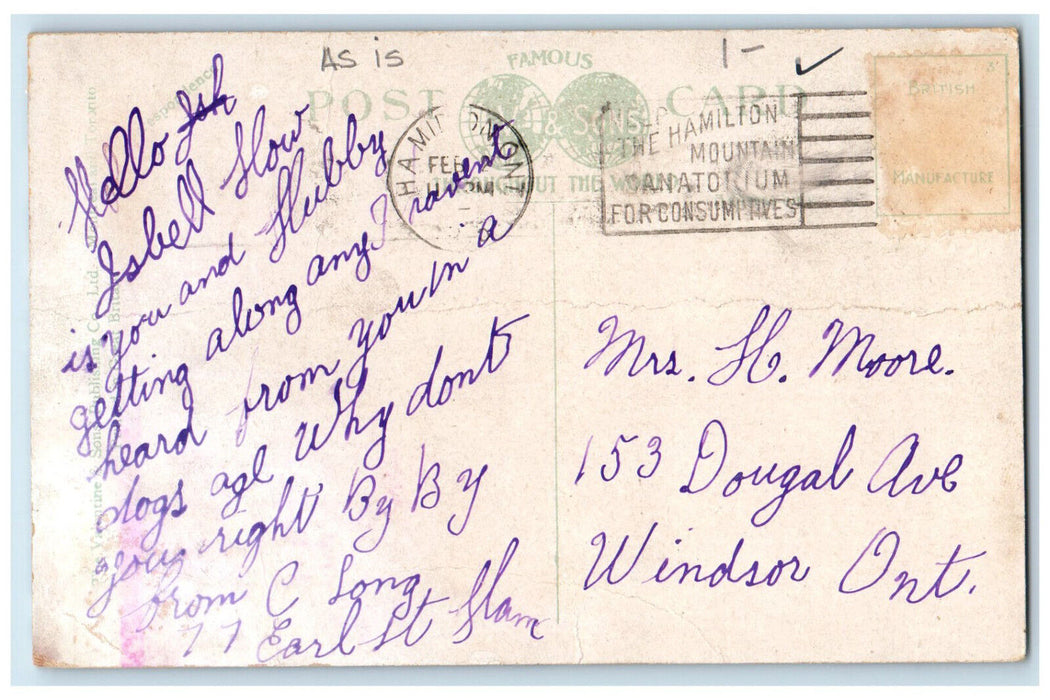 c1910 General Hospital Hamilton Ontario Canada Antique Posted Postcard