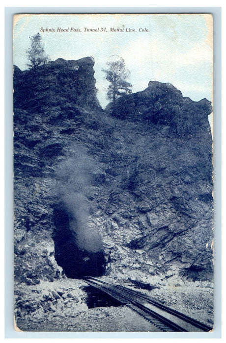 c1910's Sphnix Head Pass Tunnel 31 RR Train Moffat Line Colorado CO Postcard
