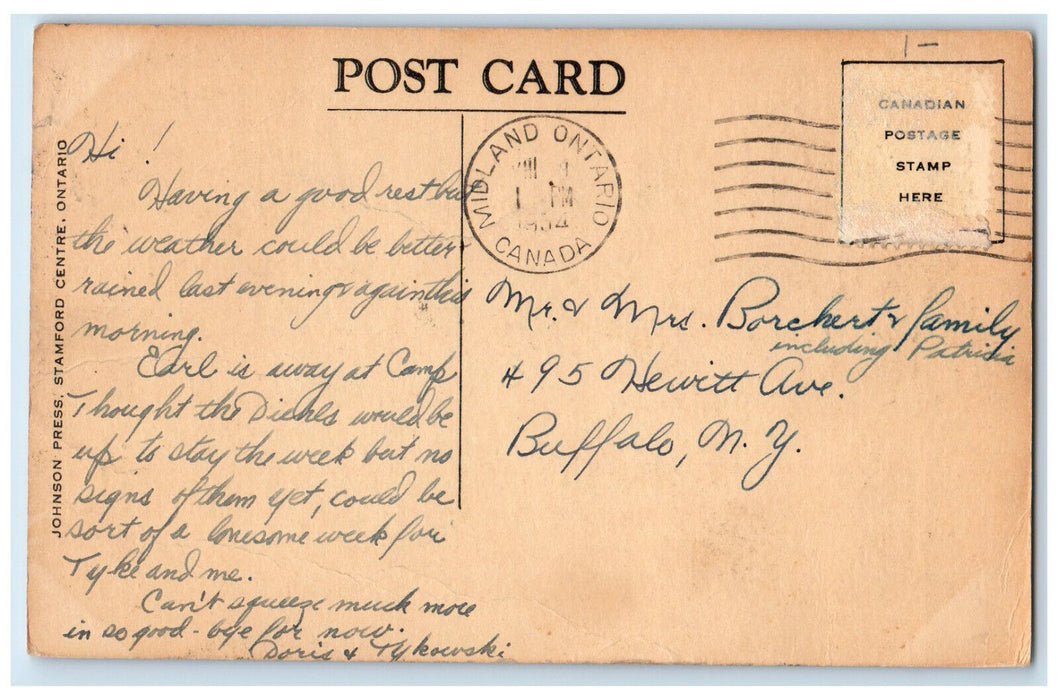 1954 Smith's Camps and Cabins Midland Ontario Canada Vintage Postcard