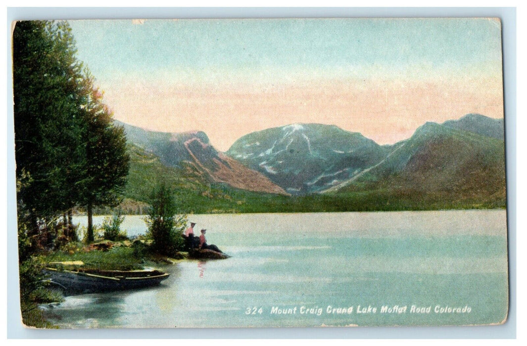 c1910's Mount Craig Grand Lake Boats Moffat Road Colorado CO Antique Postcard