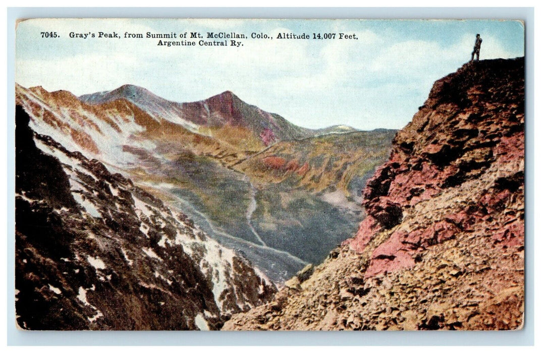 Gray's Peak Summit Of Mt. McClellan Colorado Argentine Central Ry. CO Postcard