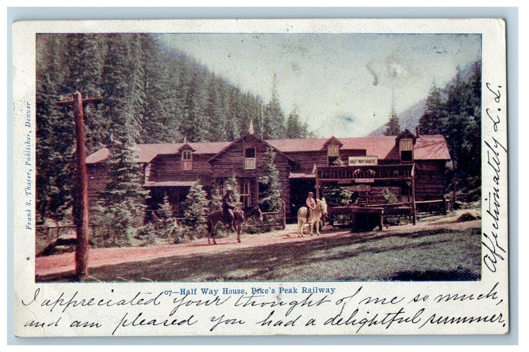 c1905 Half Way House Pike's Peak Railway Colorado CO Posted Antique Postcard