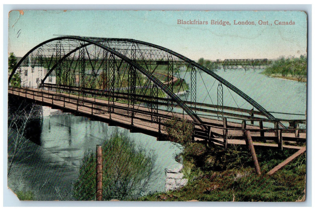 c1910 Blackfriars Bridge London Ontario Canada Posted Antique Postcard
