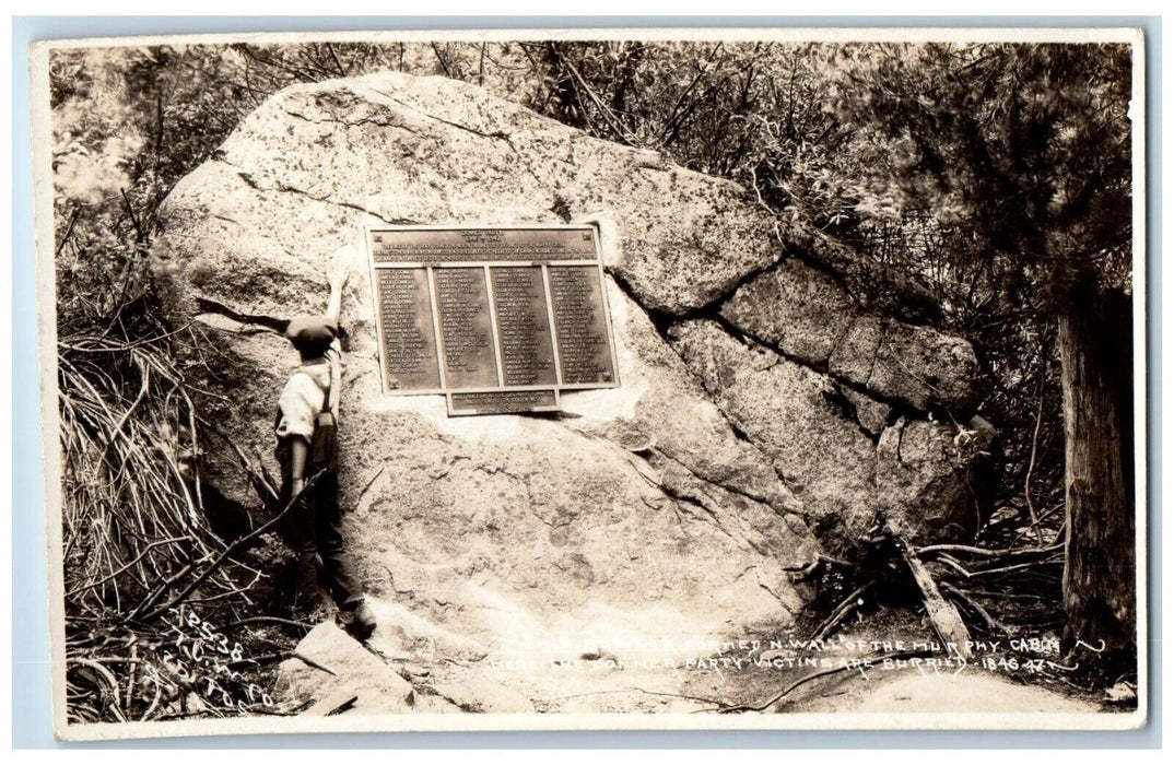 c1930's Donner Party Plaque Murphy Cabin California CA RPPC Photo Postcard