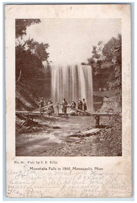 1906 Minnehaha Falls in 1860 Minneapolis Minnesota MN Antique Vintage Postcard