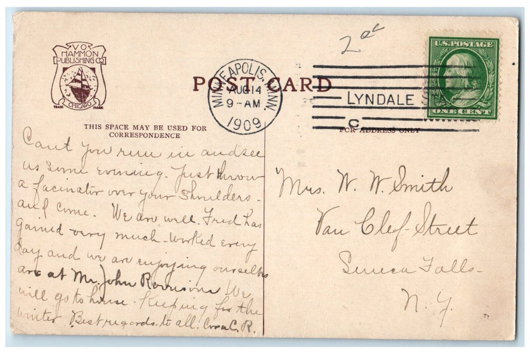 1909 Under Minnehaha Falls Winter Minneapolis Minnesota Antique Vintage Postcard