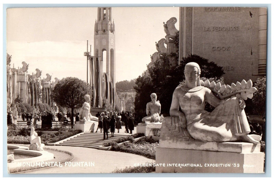 1939 Golden Gate International Expo Monumental Fountain CA RPPC Photo Postcard