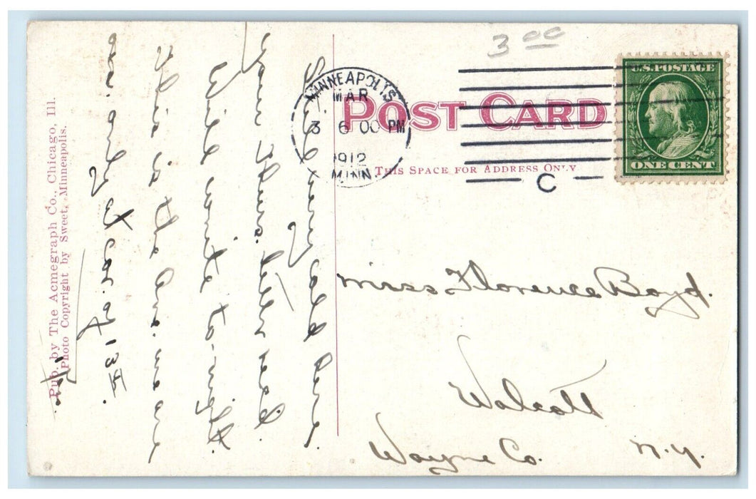 1912 Night View Nicollet Ave North Seventh St Minneapolis Minnesota MN Postcard