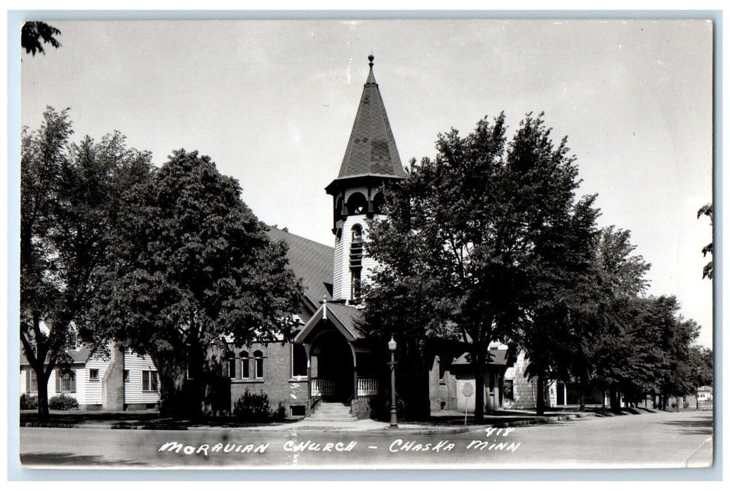 c1950's Moravian Church View Chaska Minnesota MN RPPC Photo Unposted Postcard