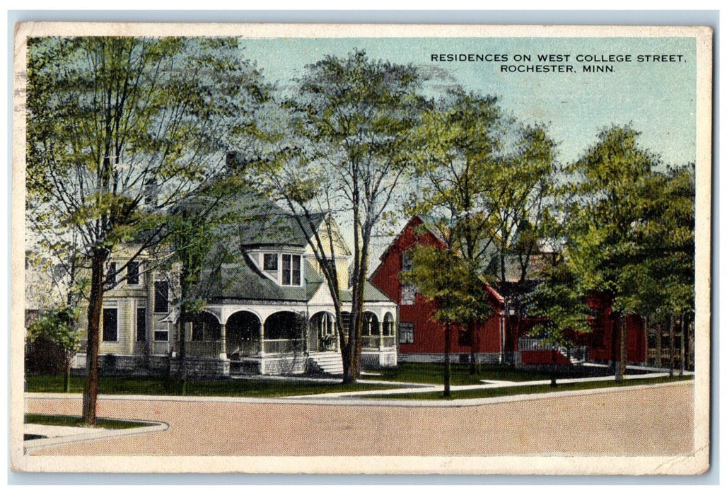 1917 Residence West College Street Rochester Minnesota Vintage Antique Postcard