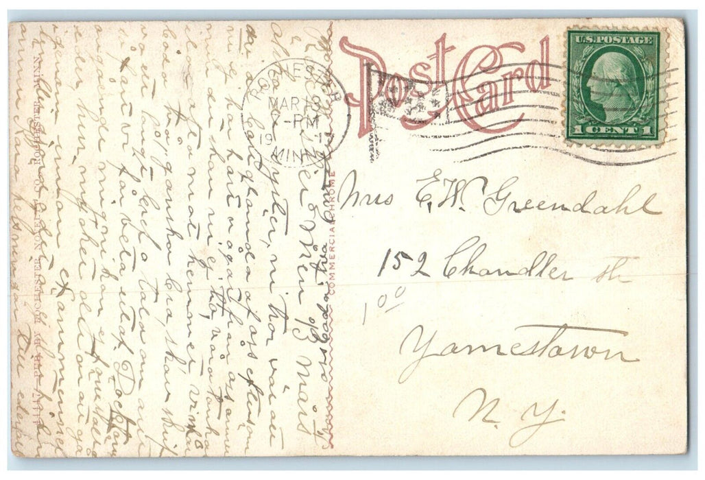 1917 Residence West College Street Rochester Minnesota Vintage Antique Postcard