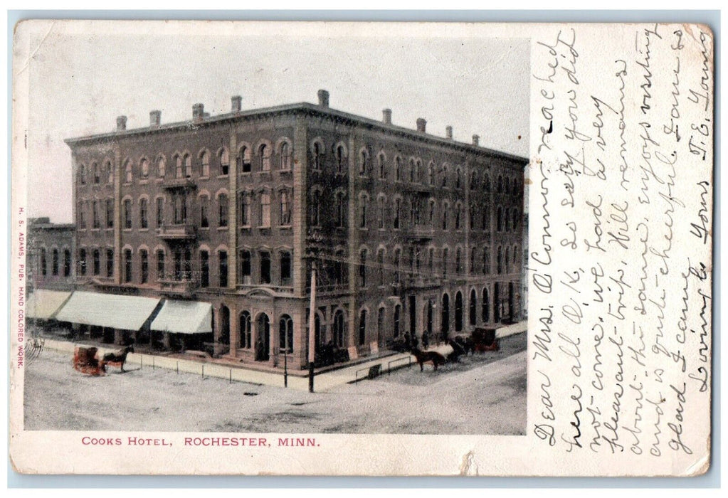 1906 Cooks Hotel Building Roadside View Rochester Minnesota MN Vintage Postcard