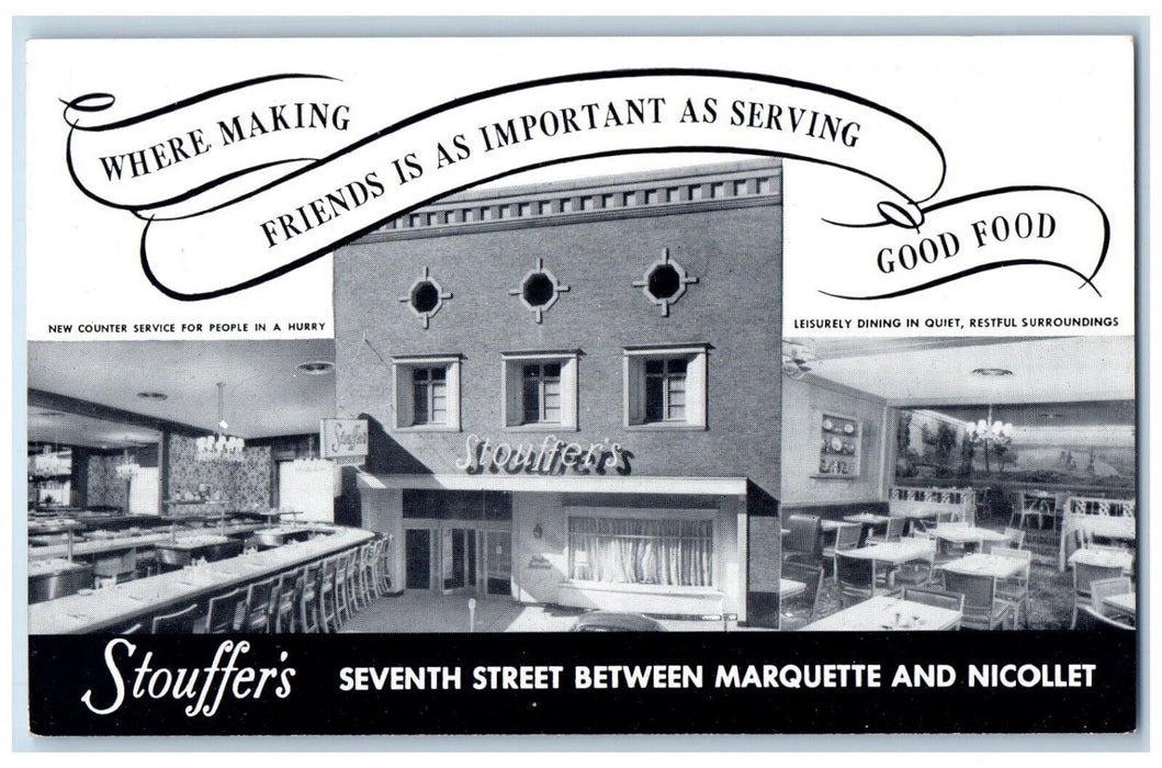 c1910 Stouffer Restaurant Seventh Street Minneapolis Minnesota Antique Postcard