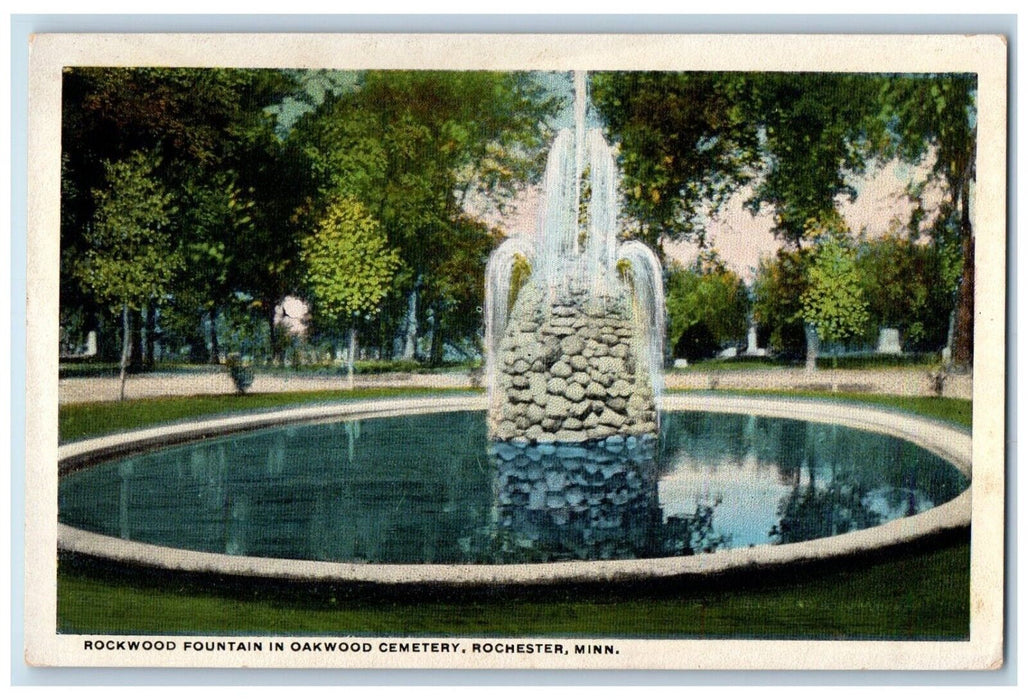 c1920 Rockwood Fountain Oakwood Cemetery Rochester Minnesota MN Vintage Postcard