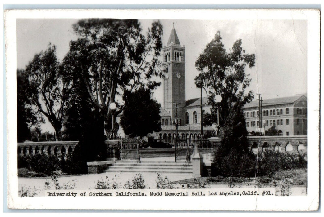 1952 Mudd Memorial Hall University Southern California LA CA RPPC Photo Postcard