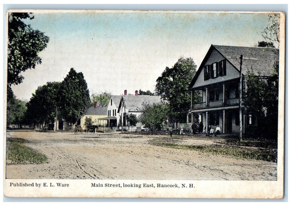 c1910 Main Street Looking East Road Hancock New Hampshire NH Vintage Postcard