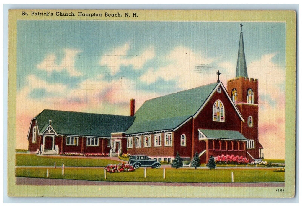 1943 St. Patrick's Church Building Hampton Beach New Hampshire Vintage Postcard
