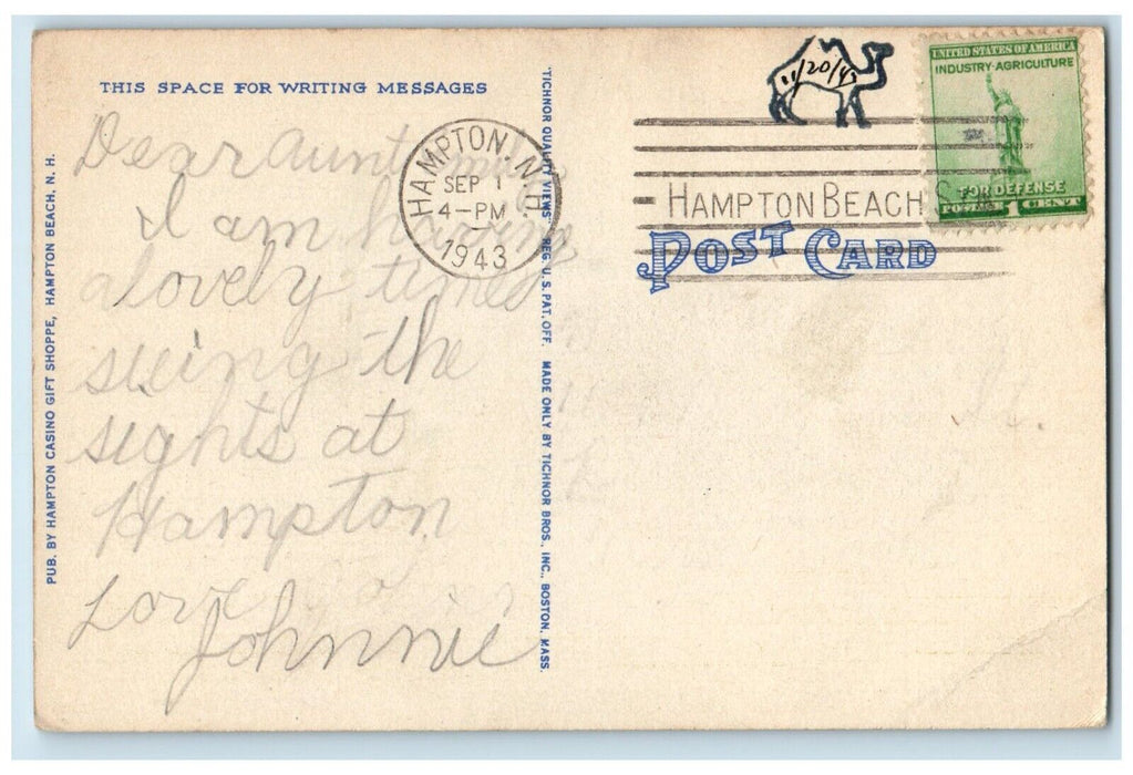 1943 St. Patrick's Church Building Hampton Beach New Hampshire Vintage Postcard