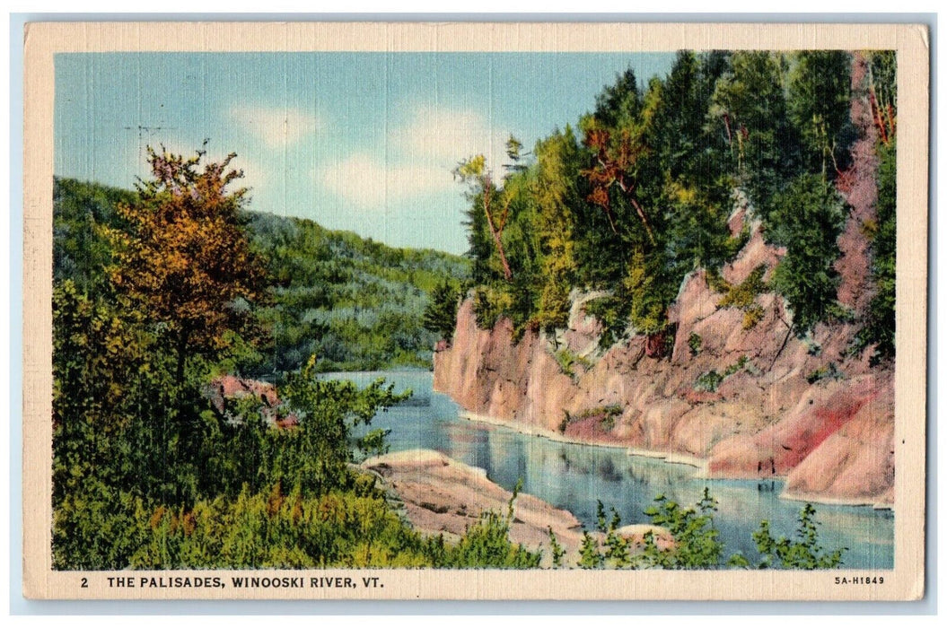 1945 View Of The Palisades Winooski River Vermont VT Posted Vintage Postcard