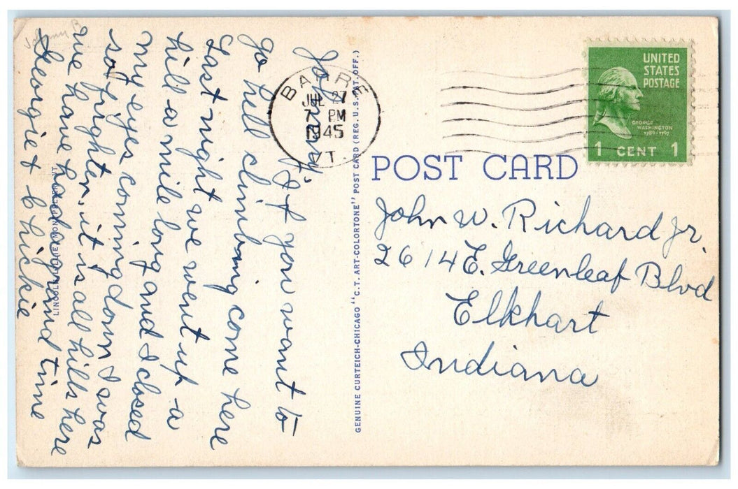 1945 View Of The Palisades Winooski River Vermont VT Posted Vintage Postcard