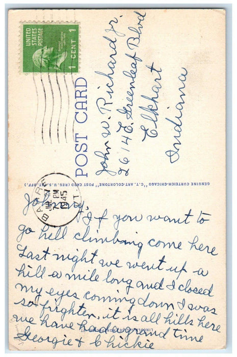 1945 View Of The Palisades Winooski River Vermont VT Posted Vintage Postcard