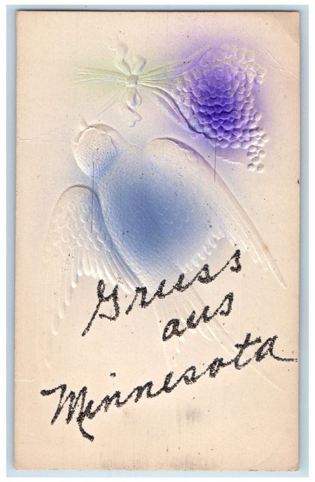 Greetings Gruss Aus From Minnesota MT, Airbrushed Flower Glitter Posted Postcard