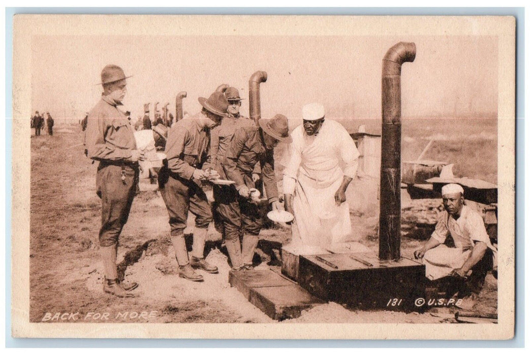 Military Soldier Feeding Time Back For More Ft. Sheridan Illinois IL Postcard