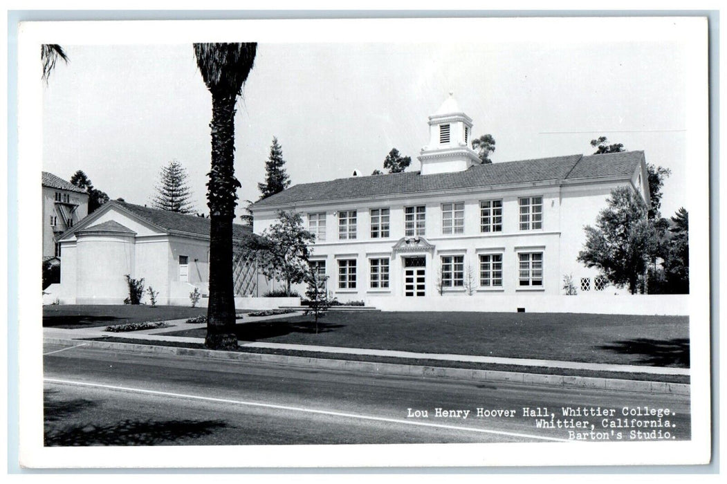 c1950's Lou Henry Hoover Hall College Barton Whittier CA RPPC Photo Postcard
