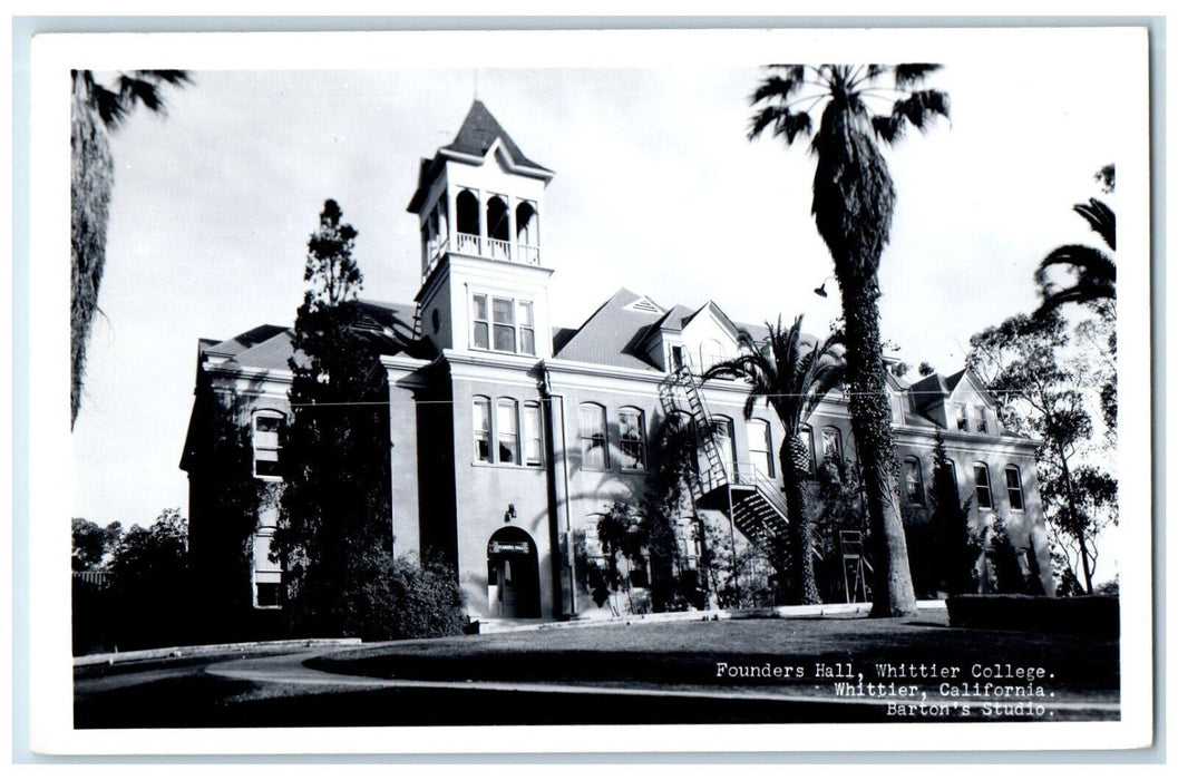 c1950's Founders Hall View College Barton Whittier CA RPPC Photo Postcard