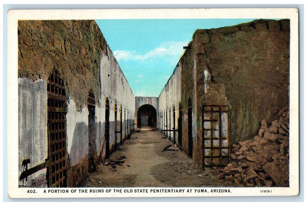 c1920 Portion Ruins Old State Penitentiary Yuma Arizona AZ Antique Postcard