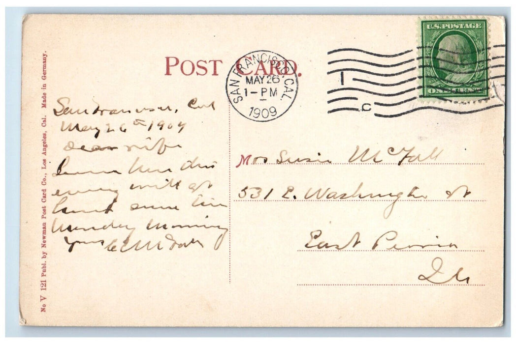 1909 The Call Building At Night Moon At San Francisco California CA Postcard