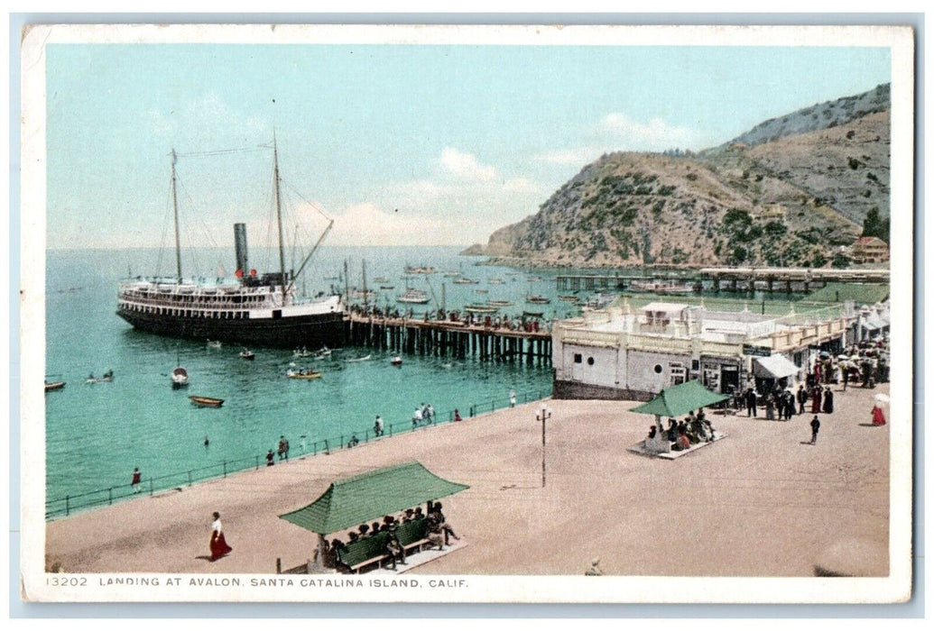 c1910's Landing Boat At Avalon Santa Catalina Island California CA Postcard