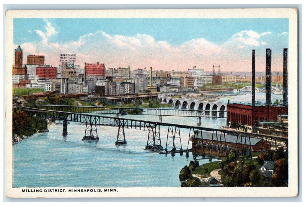 1920 Aerial View Milling District Minneapolis Minnesota Vintage Antique Postcard