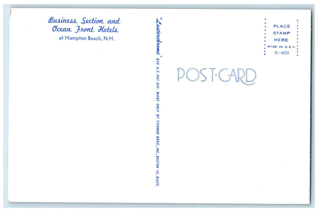 c1960's Business Section and Ocean Front Hotels Hampton Beach NH Postcard