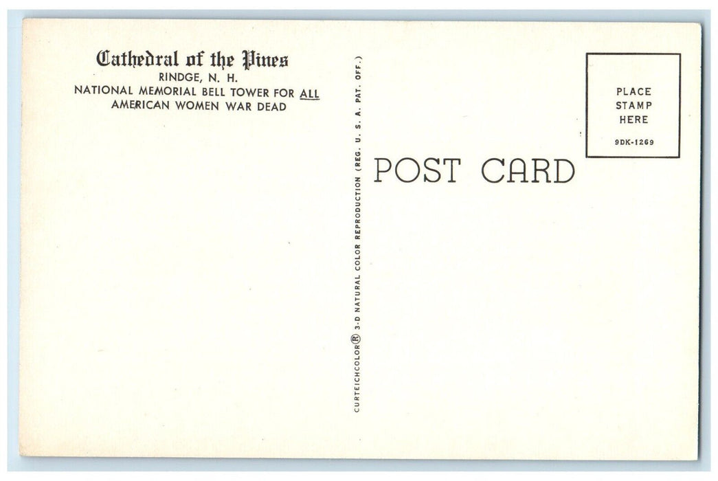 1960 Cathedral Of the Pines Bell Tower Rindge New Hampshire NH Antique Postcard