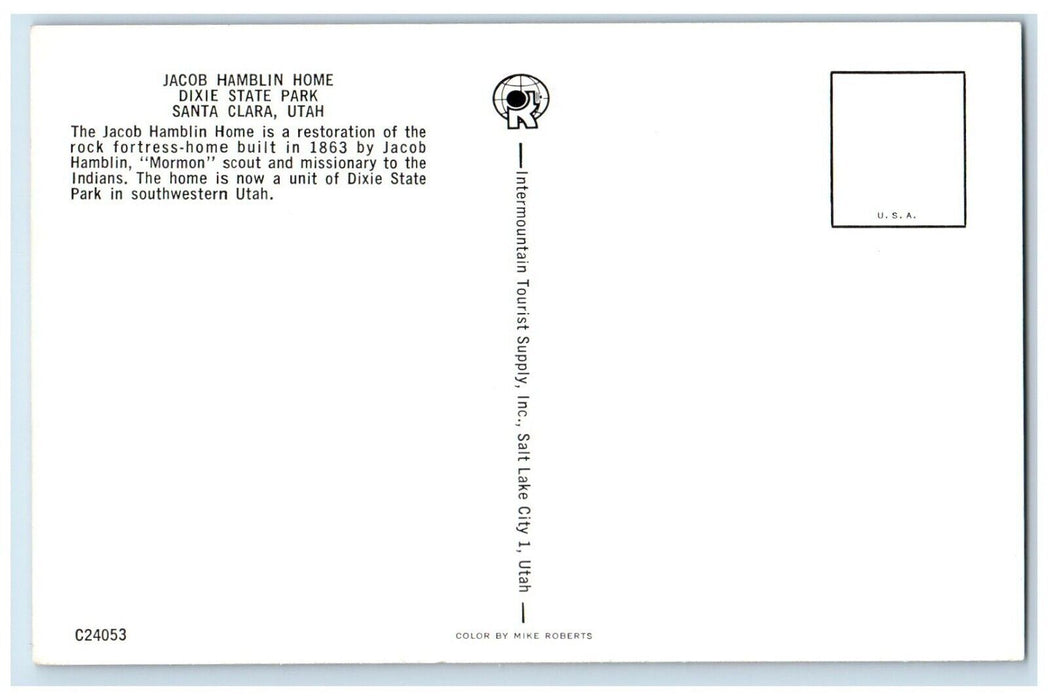 c1960 Jacob Hamblin Home Bedroom Dixie State Park Santa Clara Utah UT Postcard