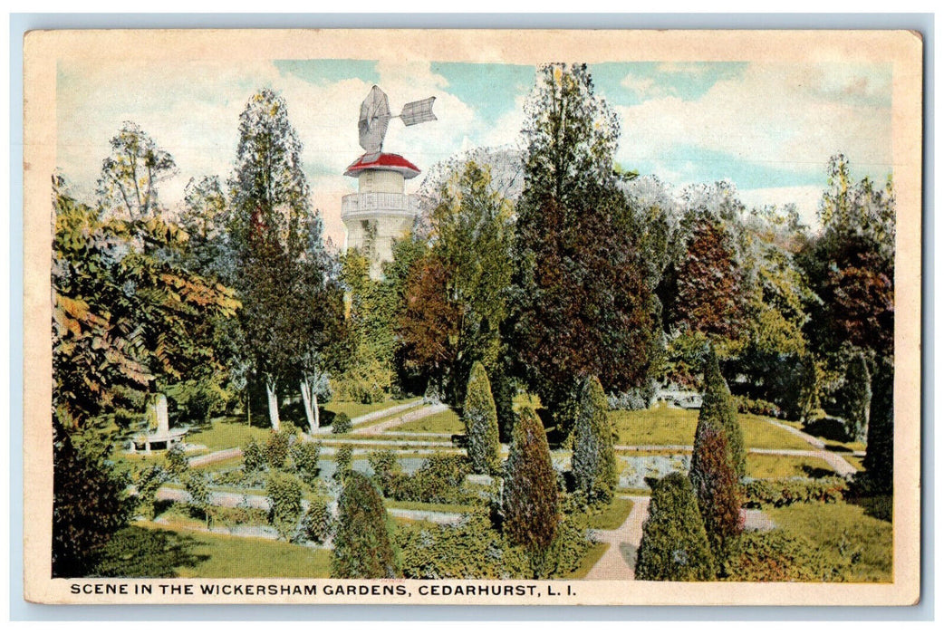 c1940's Scene in the Wickersham Gardens Cedarhurst Long Island NY Postcard