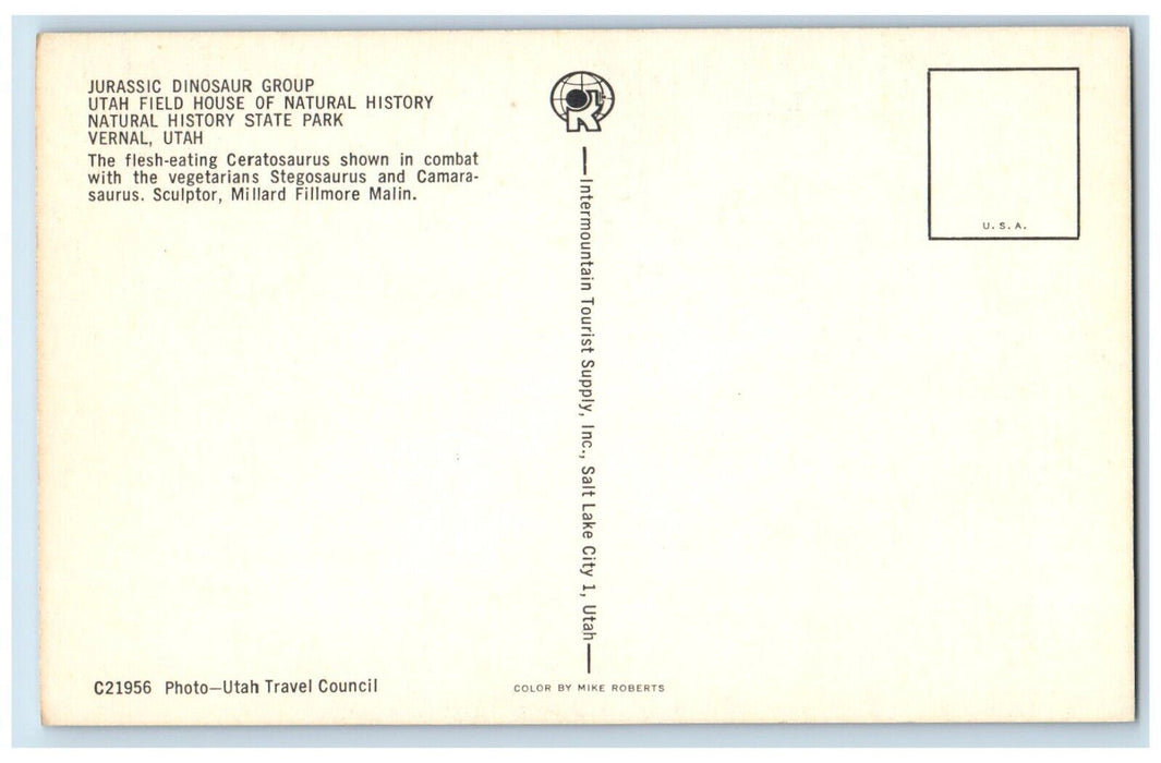 c1960 Jurassic Dinosaur Group Utah Field House Natural History Utah UT Postcard