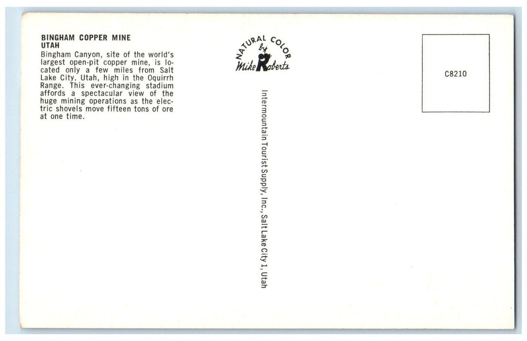 c1960 Worlds Largest Open Pit Copper Mine Bingham Copper Mine Utah UT Postcard