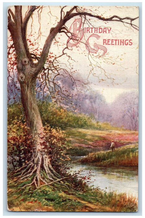 1920 Birthday Greetings, Picturesque Devon Posted Oilette Tuck Art Postcard