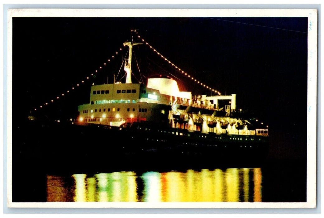 1986 Night Scene SS Bermuda Star Ship Panama Registry Hamilton Bermuda Postcard