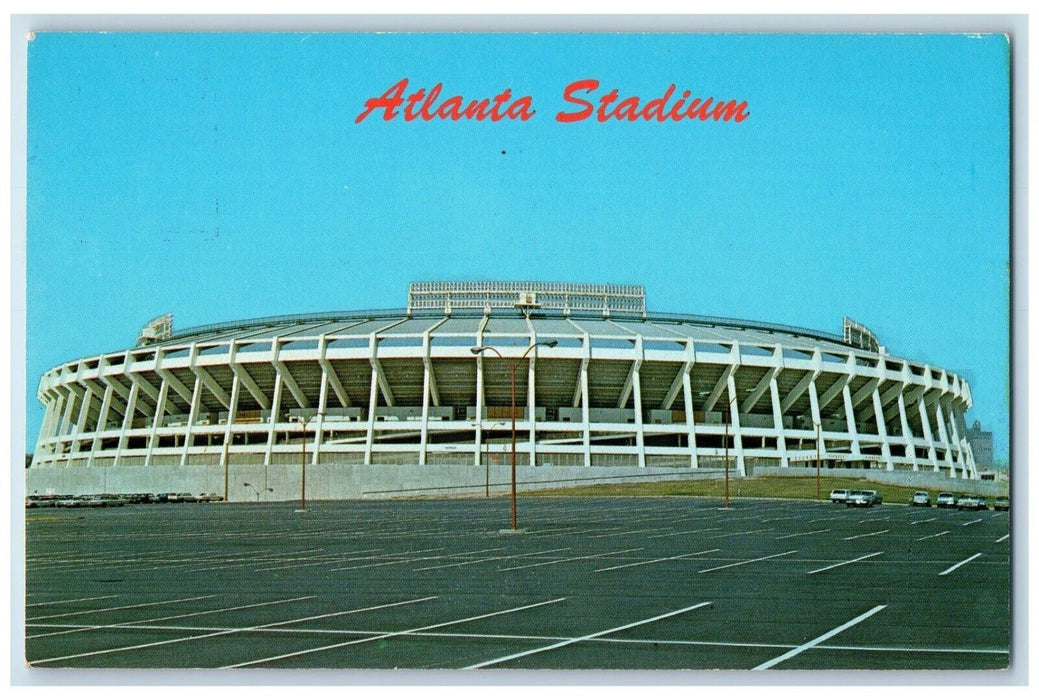 c1960 Sports Fans Stadium Falcons Braves Parking Area Atlanta Georgia Postcard