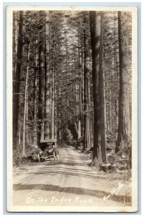 c1918 Car On The Road To Index Washington WA RPPC Photo Unposted Postcard