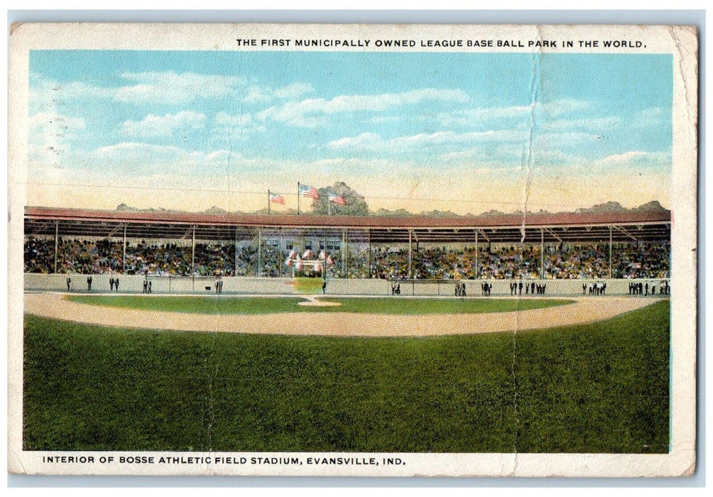 1921 First Municipally League Baseball Park Stadium Evansville Indiana Postcard