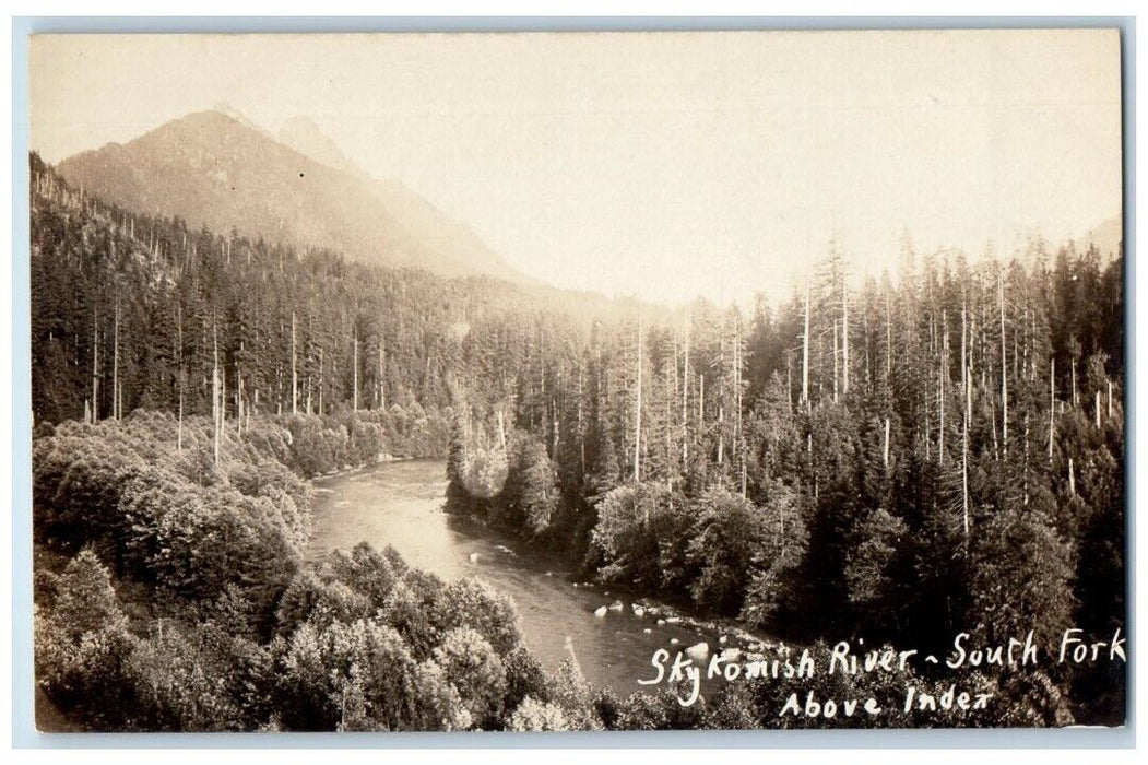 c1918 Skykomish River South Fork Above Index Washington WA RPPC Photo Postcard