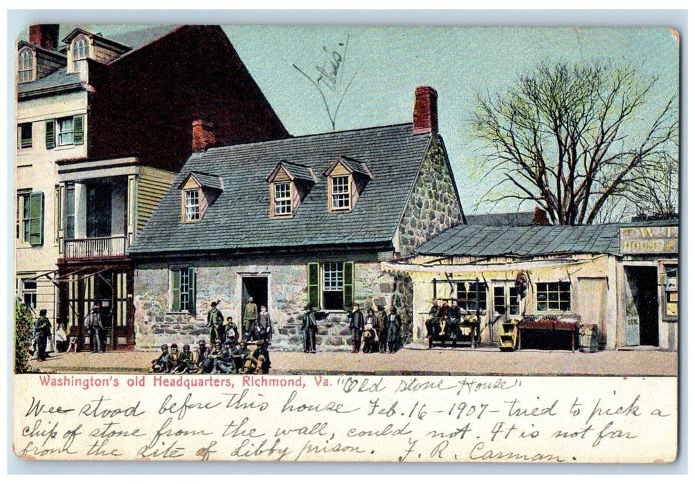 c1905 Washington's Old Headquarters Exterior Building Richmond Virginia Postcard